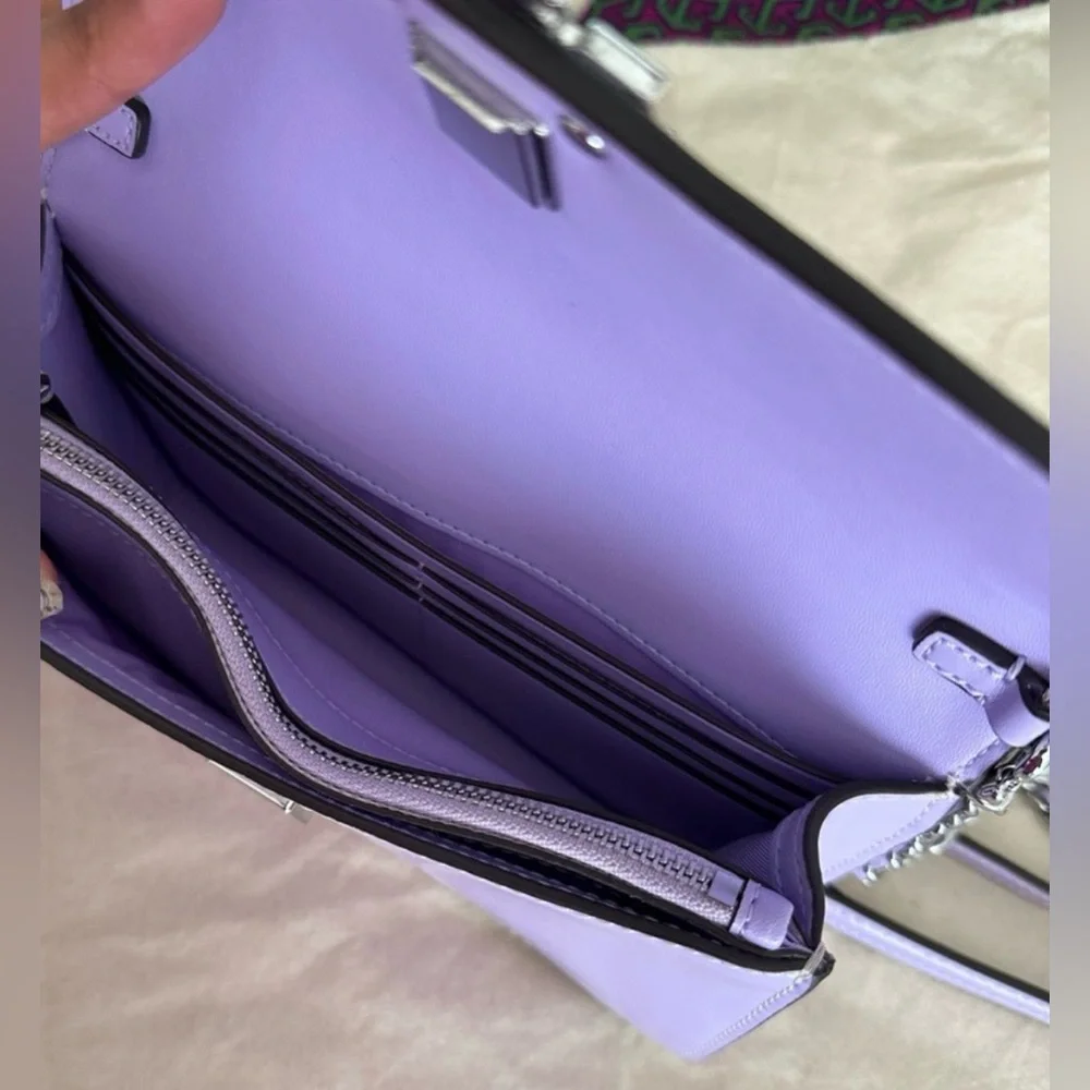 NWT Tory Burch Leather Lavender Crossbody Bag - Picture 6 of 9